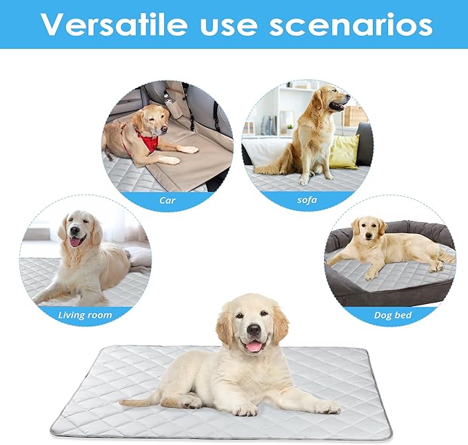 Dog Cooling Mat, Washable Dogs Cats Pet Non-Toxic Cooling Pads Summer Sleeping Kennel Mats，Pet Self Cool Ice Blanket for Indoor & Outdoor Dog Beach Essentials Light Gray Small