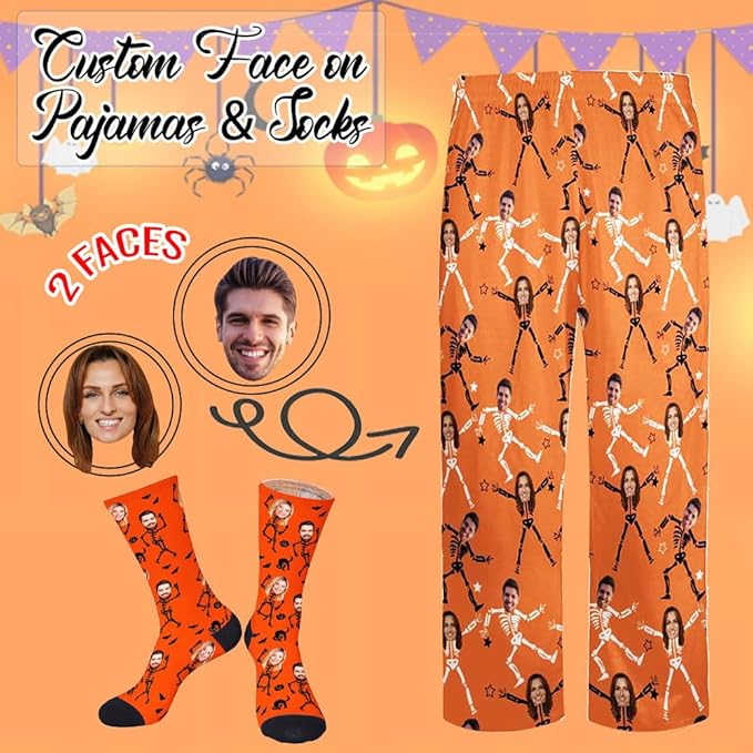 Custom Pajamas Pants with Photo for Men Women:Made in USA Personalized Pajama Trousers,Gifts for Wife Husband