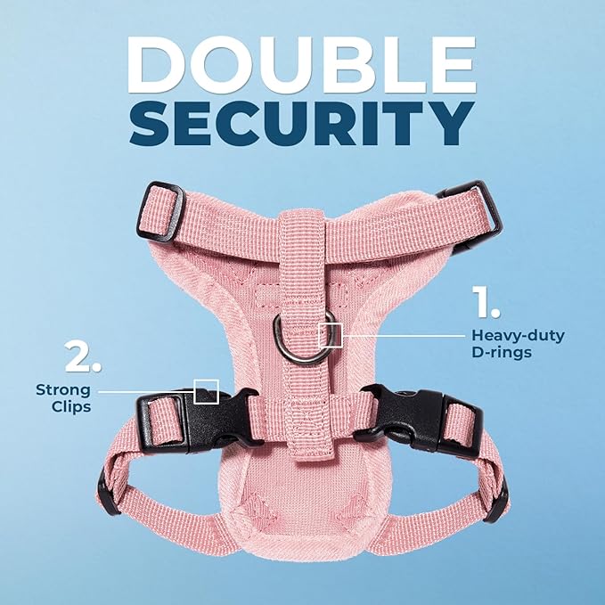 Voyager Escape-Proof Step-in Lock Cat Harness & 5ft Neoprene-Handle Leash Set All-Weather Mesh with Reflective Stitching for Small to Large Cats by Best Pet Supplies, Pink, XXS