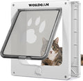 Wordcam X-Large Cat Door, Cat Door for Interior Exterior Doors, 4 Way Locking Pet Door for Cat Up to 25lbs, Cat Flap Privacy Door for Kitten Doggies, Easy Installation, Weatherproof (White, XL)