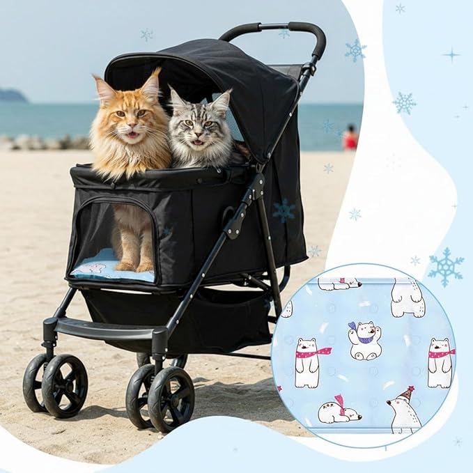 Nuanchu Dog Stroller Cooling Mat Waterproof Outdoor Pet Cooling Mat Washable Summer Cat Sleeping Blanket for Pet Stroller(23.62 x 35.43 Inches,Colorful Bear)
