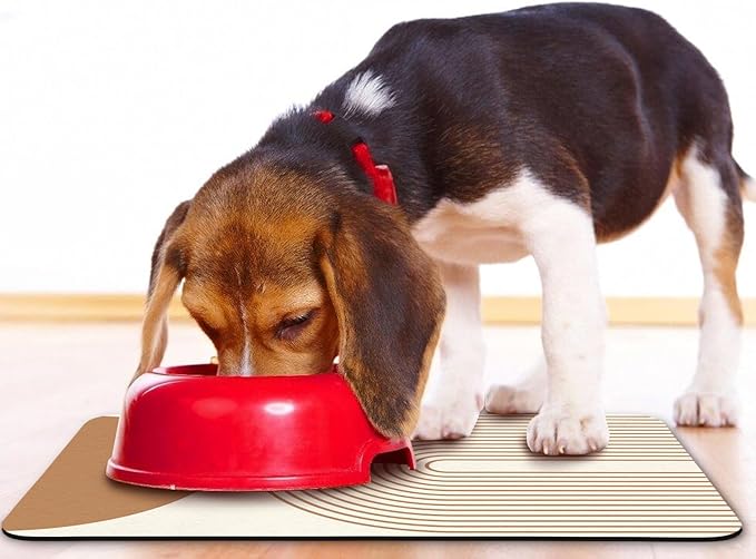 Dog Food Mats for Floors Waterproof, Cat Water Bowl Mats Pet Feeding Absorbent Mat Placemats for Food and Water Beige Bohemia 12 * 20 inch