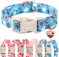 Valentines Dog Collar, Blue Heart Dog Collar, Cute Loving Heart Printed Collar with Quick Release Plastic Buckle for Boys&Girls Dogs, X-Small