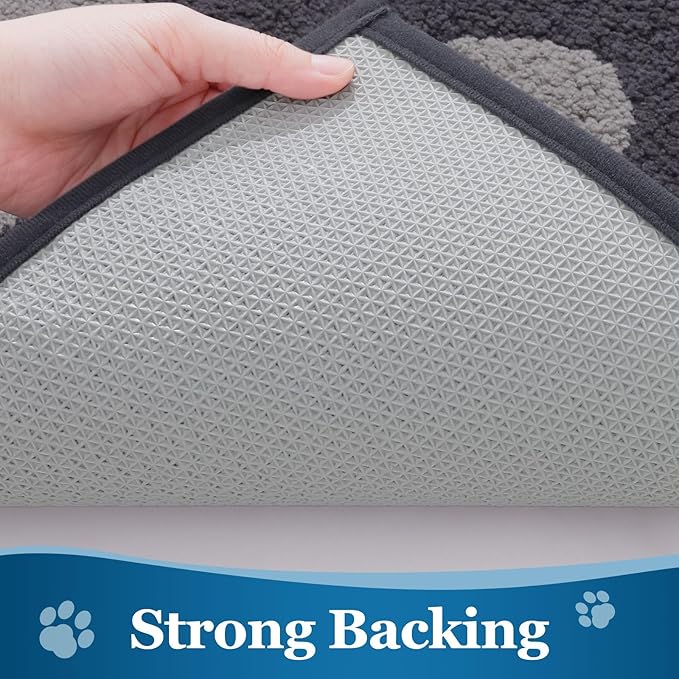 Buganda Dog Door Mat for Muddy Paws, Absorbent Dirt Trapper Washable Indoor Doormats, Non Slip Low-Profile Mud Mat for Dogs, Front Entrance Doormat for Inside Floor (59x24 Inches, Dark Grey)