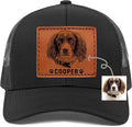 Custom Dog Photo Trucker Hat Leather Patch, Personalized Hat with Photo, Custom Cap Gift for Dogs Dad Mom, Pet Lover Dog Mom Gifts Mothers Day Christmas
