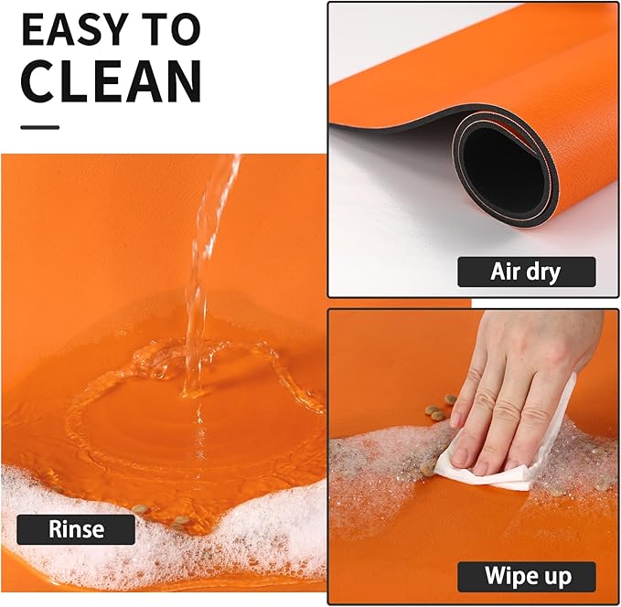 Dog Food Mat - Absorbent Cat Mat for Food and Water, No Stains Pet Feeding Bowl Mat, Easy to Clean Pet Placemats, Quick Dry Dog Water Dispenser Mat for Messy Drinkers | Orange 18"x 28"