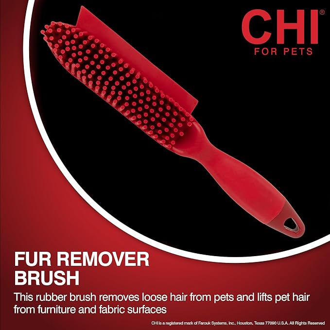 CHI for Dogs Rubber Fur Accumulator Brush, Dog Grooming Tool for Removing Loose Hair and Lint from Coats Furniture Clothing and Car Seats, Flexible Rubber Bristles, Easy Clean Grooming Brush