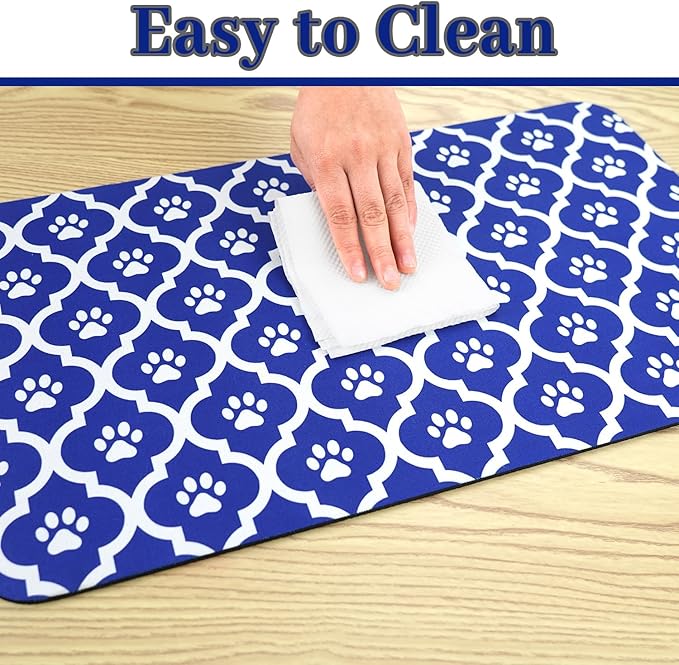 Dog Food Mat 16X24 Inch Pet Feeding Absorbent Mats for Floor Cat Water Bowl Placemats Non-Slip Washable Dog Mat for Food and Water