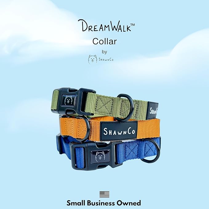 ShawnCo Dream Walk Dog Collar- Premium, Adjustable and Comfortable Pet Collar for Small, Medium, Large and Extra Large Dogs (M, Pacific Blue)