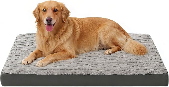 Orthopedic Dog Bed - Waterproof & Machine Washable Plush Pet Bed with Non-Slip Bottom, Soft Memory Foam Mattress for Small Dogs and Cats, 23x17 Inch, Grey