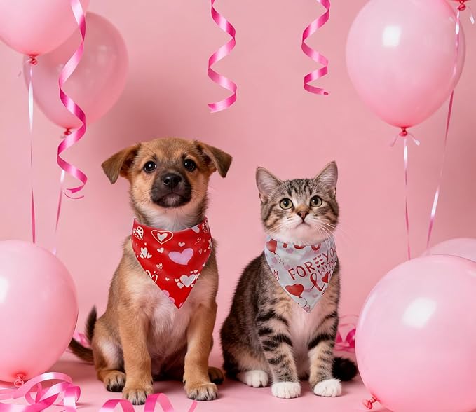 Valentine's & St. Patrick's Day Dog Bandana Set 2PCS-Small,Holiday Party Costumes,Pet Scarves for Boys and Girls,Dog Outfit Gifts for Small Dogs and Cats,Diverse Festive Styles