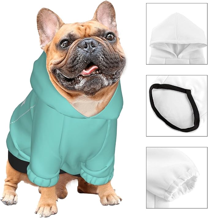 Dog Costume, Custom Dog Hoodie, Dog Name Costume Holiday Pet Pajamas Outfit, Personalized Pet Coat Costumes for Small Medium Large Dogs and Cats for Winter, Turquoise, XS