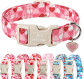 Valentines Dog Collar for Small Dogs - Cute Valentine Pink Hearts Girl Dog Collars, Adjustable Girly Puppy Collar with Quick Release Buckle for Female Dogs XS