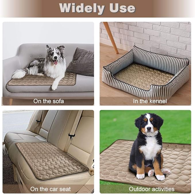 Washable Dog Cooling Mat - Ice Silk Pet Self Cooling Pad Blanket for Indoor & Outdoor Car Seats