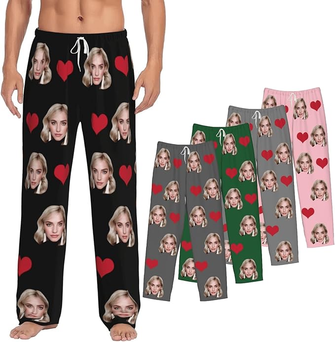 Personalized Pajamas Pants with Photo for Men Women, Custom Pajama Pants Anniversary, Mens Pajama Pants with Pockets
