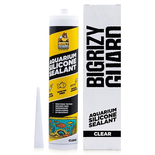 Aquarium Silicone Sealant Clear 10.14 Fl oz Cartridge - Aquarium Safe Silicone for Fish & Plants, 100% Waterproof, Non-Toxic, Solvent Free, Strong Bond, Fast Curing, Transparent (1 Pack)