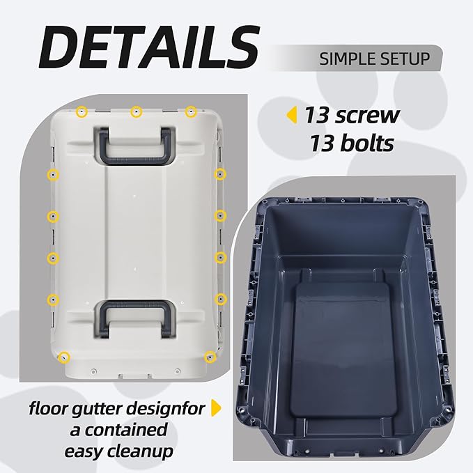Elevon Plastic Kennels, Plastic Dog Crate, Airline Approved Pet Carrier for Dogs and Cats Longer Traveling, XLarge