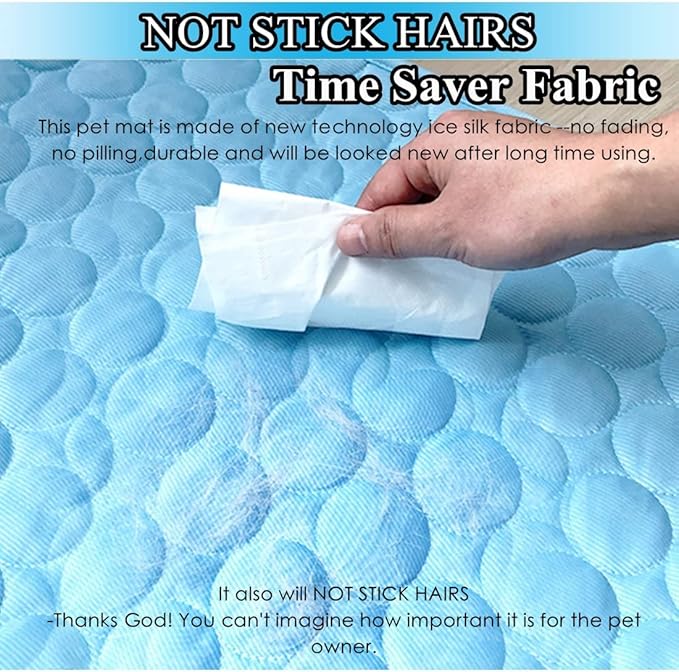 SOMOYA Dog Self Cooling Mat Pet Washable Cooling Pads Blanket Sleeping Kennel Mat,Ice Silk Sleep Mat Pad Non-Toxic Breathable Sleep Bed Beach for Large Dogs Cats (Blue, 27.5x39.4 in)