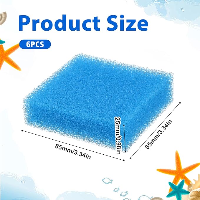 6 Pack Aquarium Sponge Fish Tank Scrubber for Glass Fish Tank Cleaning Sponge Aquarium Cleaning Sponges Cleaner Tools Algae Scrubber for Fishes Tanks Wall Cleaners (Blue)