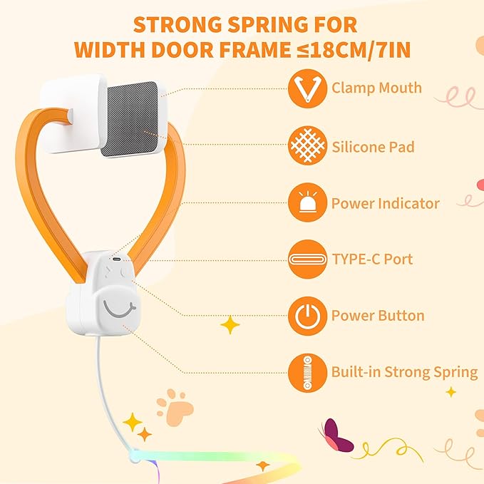 Interactive Cat Toys for Indoor Cats,Automatic Hanging Electric Cat Teaser,USB-Rechargeable,Enrichment Chase,Flying Bird Feather Mouse Wand,Safe Self Play for Bored Multi Cats Households