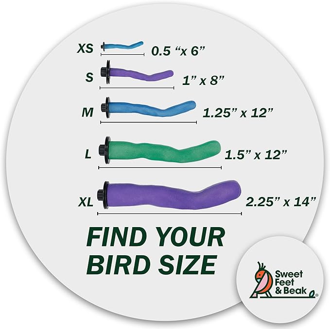 Sweet Feet & Beak Safety Pumice Bird Perch, X-Small 1/2" X 6", Blue - Lightweight Grinding Bird Perches for Cage - Bird Nail Trimming Perch for Healthy Beak & Feet - Multi-Size & Color Parrot Stand