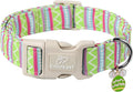 Easter Dog Collar for Small Dogs - Brightly Colored Stripe Easter Collars for Boy Girl Dogs, Adjustable Spring Holiday Pet Collars with Quick Release Buckle XS