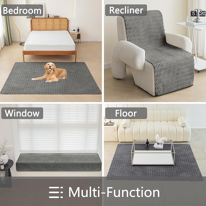 Muamar Dog Bed Protector, Anti-Slip Waterproof Sofa Covers for Living Room, Couch & Dog Mat, 1 Piece (30x70 inch, Dark Grey)