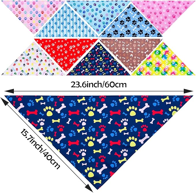 PET SHOW 50Pcs Paw Pattern Dog Bandanas Bulk Washable Puppy Girl Boy Triangle Bibs Accessories for Small Medium Dogs Cats Pets