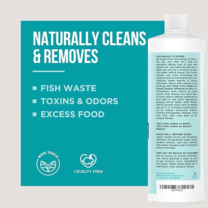 Aquarium Gravel Cleaner - Naturally Maintain a Healthier Tank, Reducing Fish Waste and Toxins (4 fl oz)