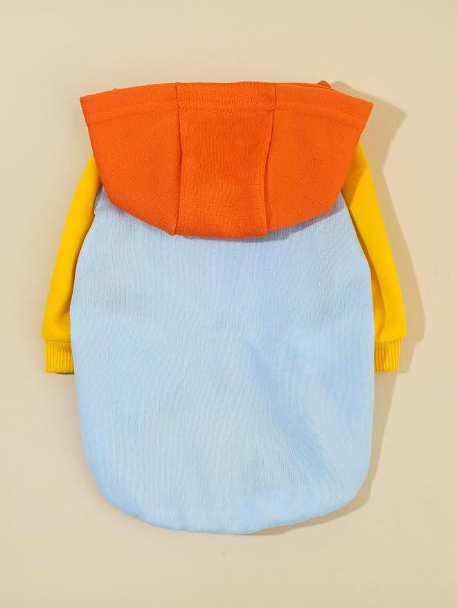 QWINEE Basic Dog Hoodie Sweatshirt Puppy Sweater Warm Cat Costumes Pet Clothes for Chihuahua Puppy Kitten Small Medium Dogs Orange and Blue X-Large