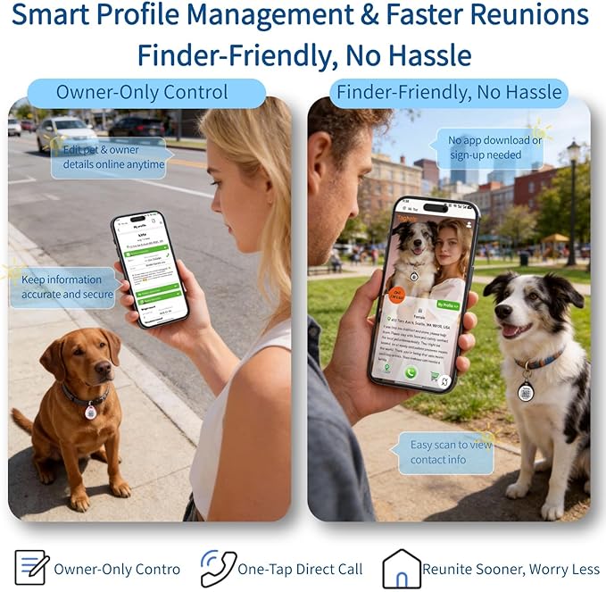 (5 Pack) QR Code Dog ID Tags for Collar Personalized for Pet Online Profile - Scan QR Receive Instant Pet Location Alert Email, Anti-Lost,No Subscription fees (5 Colours, for Dog - 1.2")