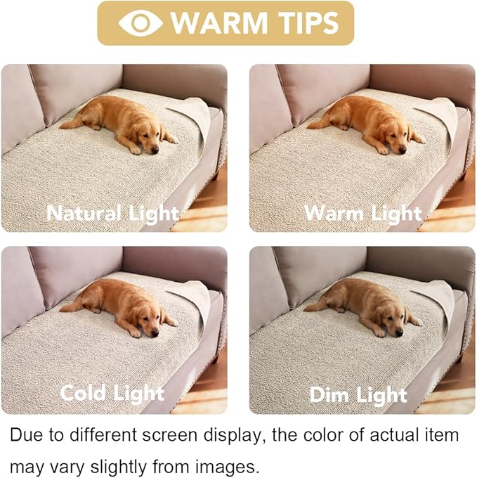H.VERSAILTEX Non Slip Pet Couch Cover Chenille Dog Bed Protector Thick Soft Sofa Slipcover Pet Friendly Washable Couch Cushion Covers for Pets (30" x 70", Ivory)