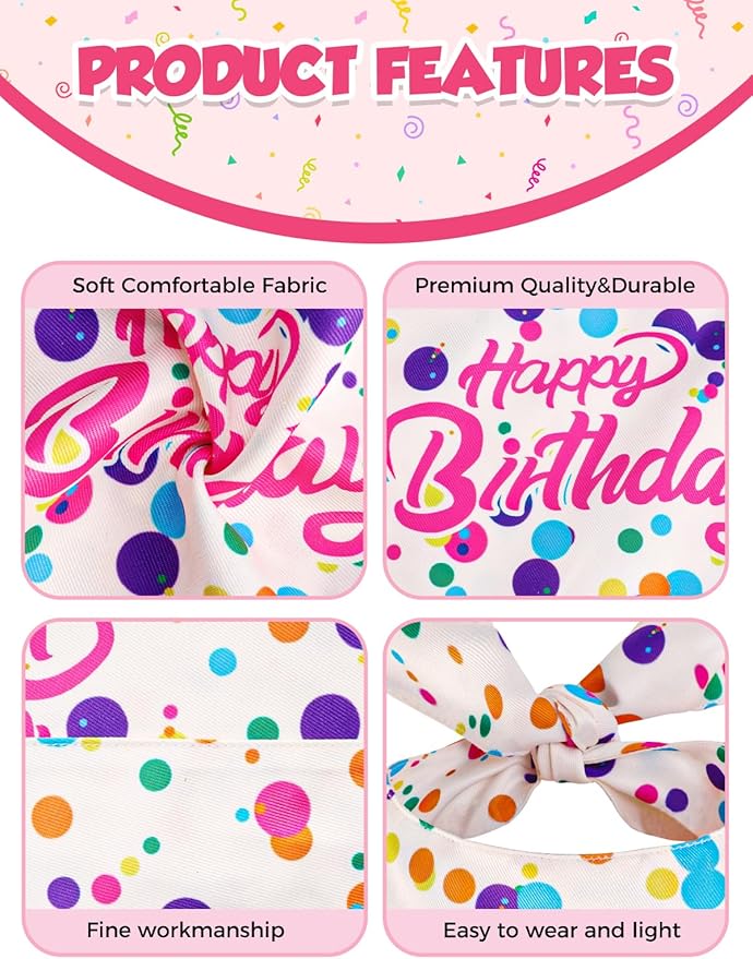 Luxury Double-Layer Dog Birthday Bandana – Handmade, Silk-Soft Polyester for All Dog Sizes | Birthday & Party Outfit | Gift-Ready Pet Accessory(Happy Birthday, Large)