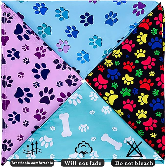 PET SHOW 50Pcs Paw Pattern Dog Bandanas Bulk Washable Puppy Girl Boy Triangle Bibs Accessories for Small Medium Dogs Cats Pets