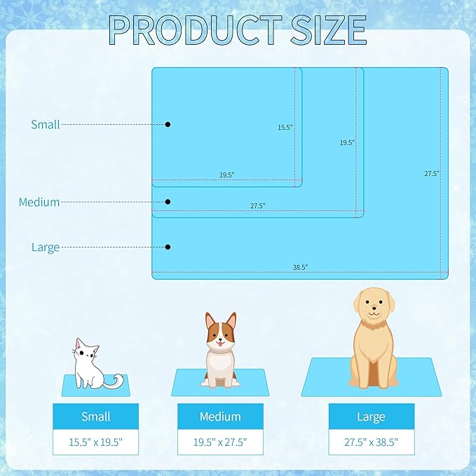 NACOCO Summer Pet Cooling Mat - Cat Dog Cushion Pad Sleeping Cool Snowflake Comfortable Soft for Pets Kids and Adults (Blue Snowflake, L)