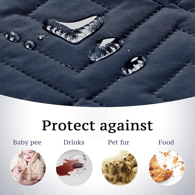 H.VERSAILTEX Reversible Loveseat Cover Furniture Protector Anti-Slip Water Resistant 2" Elastic Straps Couch Covers Pets Kids Fit Sitting Width Up to 54"(Oversized Loveseat: 75" x 98", Navy/Beige)