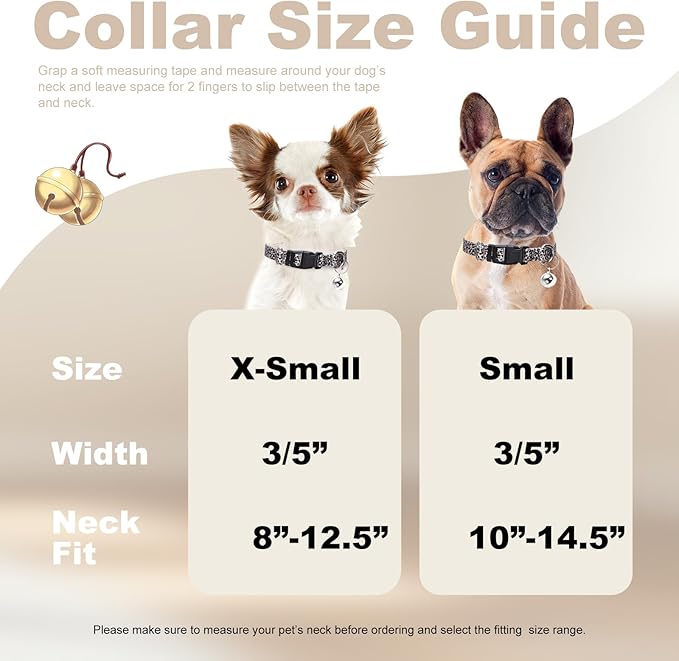 Puppy Collar with Bell，Nylon - Adjustable XXS/XS Tiny Dog & Cat Collar for Small Breeds,Soft Leopard Collar with Quick-Release Buckle（Leopard XS）
