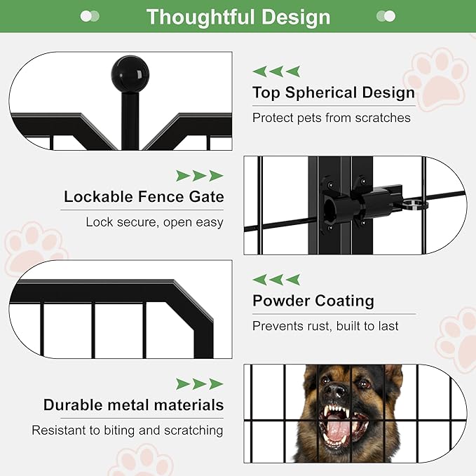 Dog Playpen for Indoor & Outdoor, 24 inch 6 Panels Metal Puppy Playpen for Puppies/Small Dogs, Portable Pet Fence for Yard, Camping, Travelling, Black