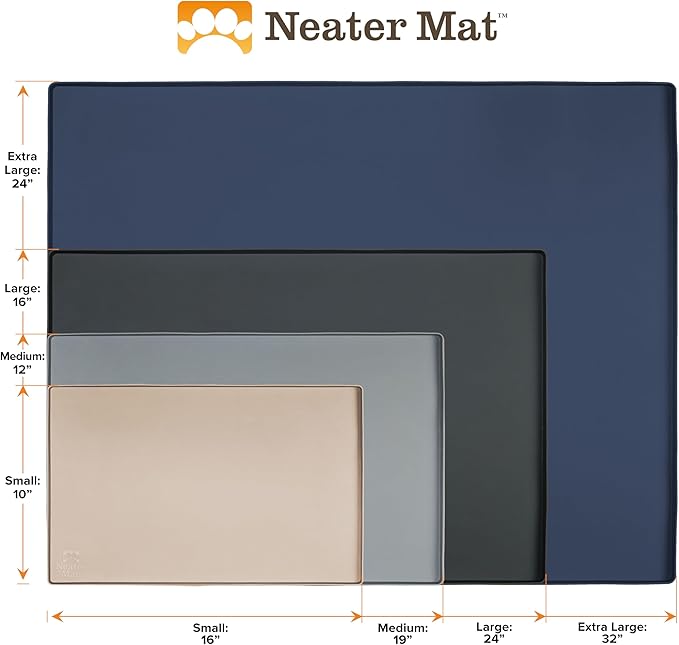 Neater Pet Brands Neater Mat Pet Mats for Food and Water, Cat & Dog Bowl Mat Waterproof Silicone, Feeding Tray, Dog Food Mats for Floors, Placemat w/Raised Edge for Under Bowls, 24" x 16", Brown
