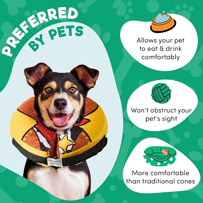 BENCMATE Inflatable Dog Cone Collar Alternative, Soft Dog Cone for Small Medium Large Dogs and Cats, Neck Recovery ECollar Donut Collar After Surgery (Large, Cowboy)