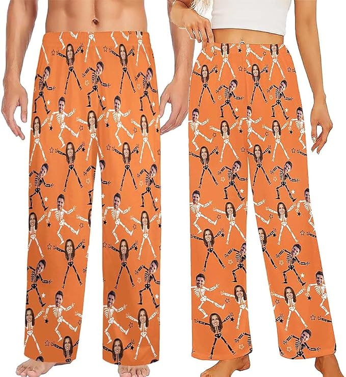 Custom Pajamas Pants with Photo for Men Women:Made in USA Personalized Pajama Trousers,Gifts for Wife Husband