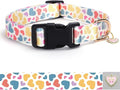 Love Pattern Dog Collar with Buckle Adjustable Safety Nylon Collars for Small Medium Large Dogs, Cute Stylish Girl Boy Christmas Dog Collar(White Heart,XS)