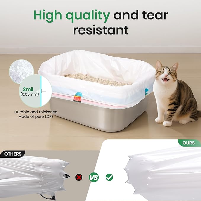 Sifting litter bags with 7-Day Litter System, Heavy Duty Thickened litter liners, 37x18 Inch (7 Pack) For Most Litter Boxes and Cat Supplies