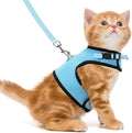 PUPTECK Soft Mesh Cat Vest Harness and Leash Set Puppy Padded Pet Harnesses Escape Proof for Cats Small Dogs, Blue Small