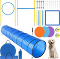RAIN QUEEN Dog Agility Course Backyard Set - Agility Training Equipment for Dogs Starter Kit-Pet Outdoor Games with Tunnel, Weave Poles, Adjustable Hurdle, Jump Ring, Pause Box, Toys and Carrying Bag