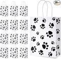 Blulu 20 Pcs Puppy Dog Paw Gift Bags with Paper Twist Handles, Dog Gift Paper Paw Treat Goodie Bags for PET Treat Party Favor, 6.3 x 3.1 x 8.6 Inch(White Backing)