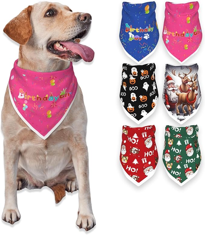 Birthday Dog Bandanas Girl,Pink Reflective Dogs Scarfs for Birthday Party Decorations Supplies for Dogs Pet Accessories,Cat Dogs Triangle Pet Scarves for Small Dogs Outfit,S