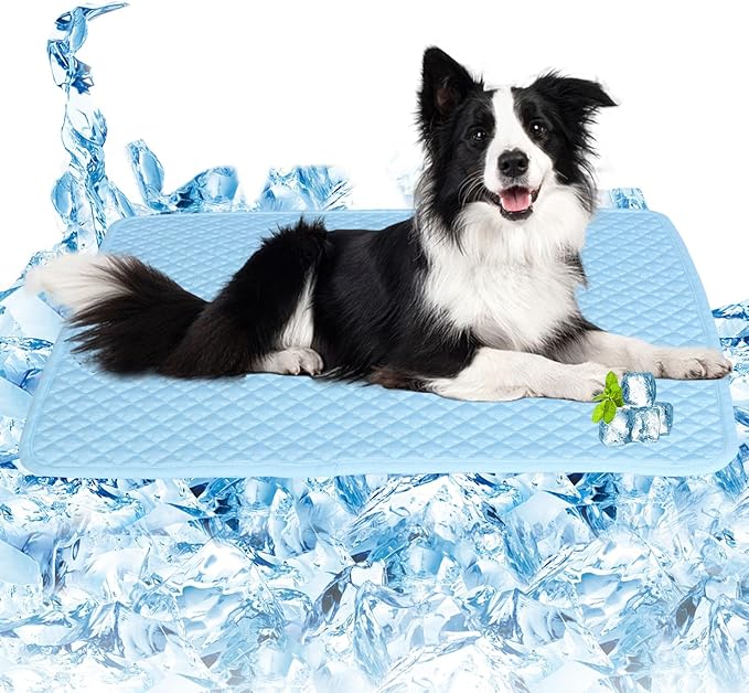 SOMOYA Upgrade Self-Cooling Mat Thicken Dogs Cooling Mat Washable Non-Slip Pet Cooling Pads Blanket Sleeping Kennel Mat,Washable Ice Silk Sleep Mat Pad Breathable for Large Dogs Cats Small