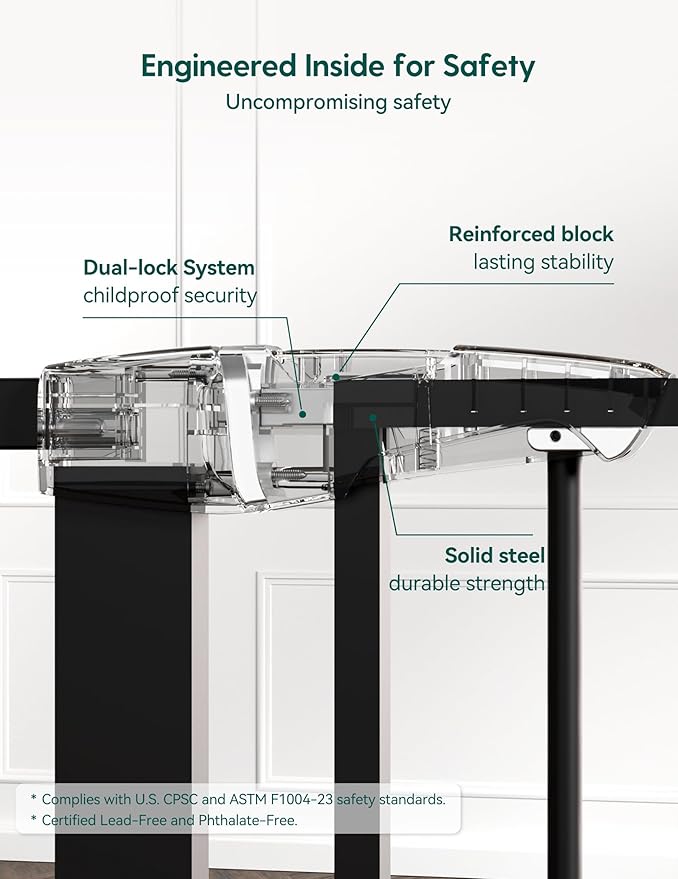 Babelio Extra Wide Baby/Dog Gate PressGuard P7, 29-55" Auto Close for The House and Doorway, Safety Pressure Mounted Pet Door, NO Need Tools and Drilling, Black