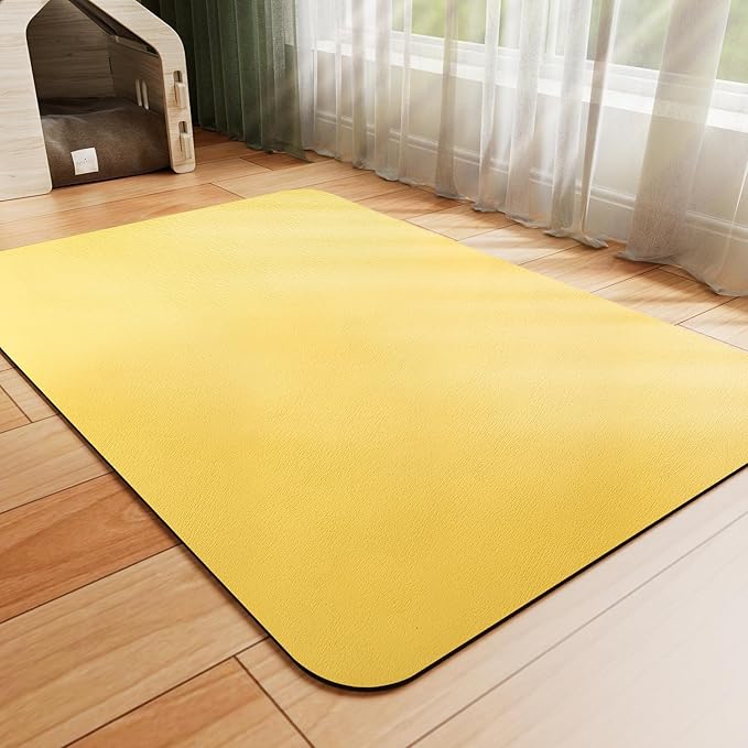 Dog Food Mat - Absorbent Cat Mat for Food and Water, No Stains Pet Feeding Bowl Mat, Easy to Clean Pet Placemats, Quick Dry Dog Water Dispenser Mat for Messy Drinkers | Yellow 18"x 28"